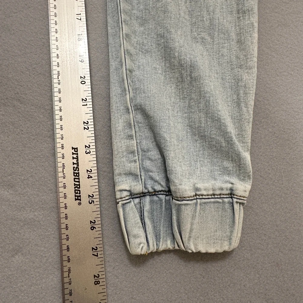 Almost Famous Cargo Denim Joggers‎ Womens Large Light Blue Elastic Waist